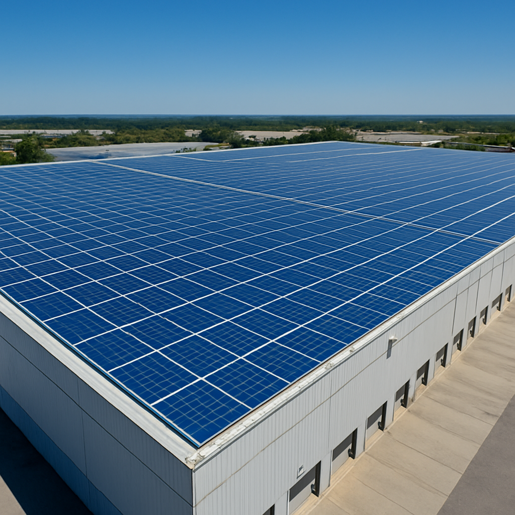 Warehouses solar installation by LumoraX Renewables